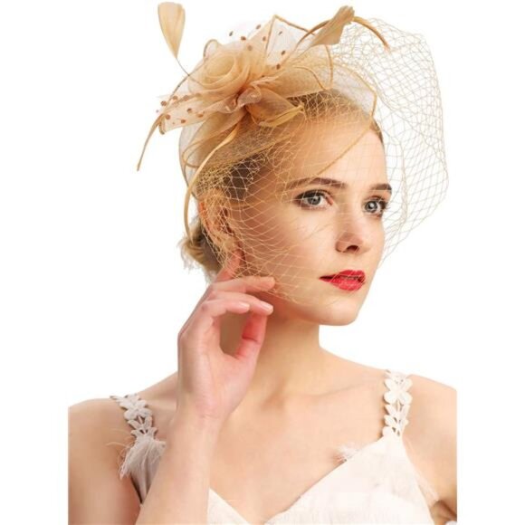 Fascinators Hats 20s 50s Hat Pillbox Hat Cocktail Tea Party Headwear with Veil - Picture 1 of 8